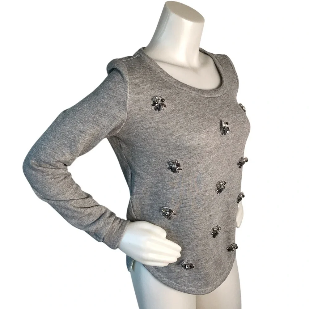 LILKA GREY LONG SLEEVE SWEATER WITH‎ RHINESTONES